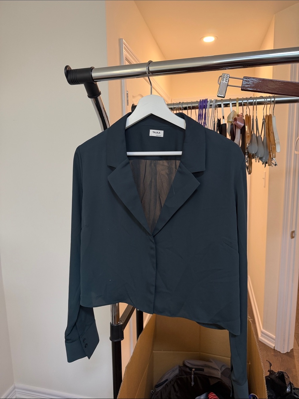 Talula Teal Cropped Tailored Jacket